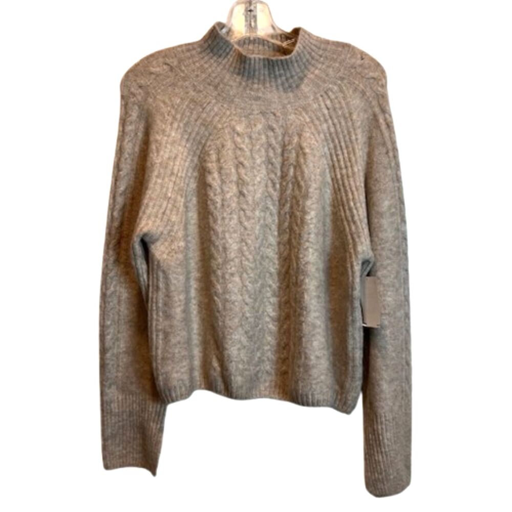 Parker Heather Beige Cable Knit Mock Neck Sweater Medium Soft Cozy Boho NWT